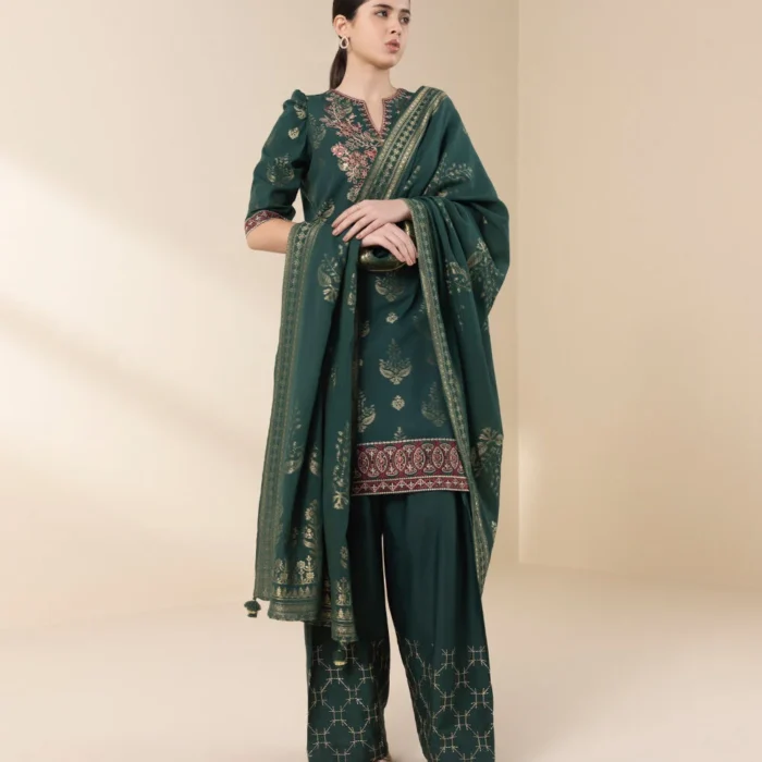 3 Piece - Embroidered Jacquard Suit