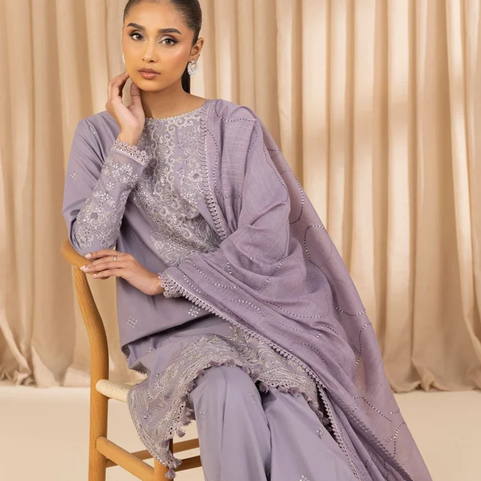 3 Piece - Embroidered Cotton Suit