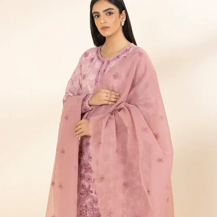 3 Piece - Embroidered Cotton Jacquard Suit